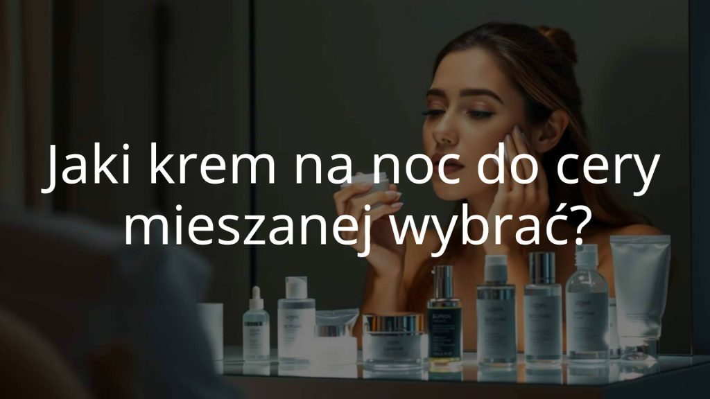 A woman applying night cream on her face, combination skin care, skincare products on a vanity table, soft lighting, natural tone, realistic.